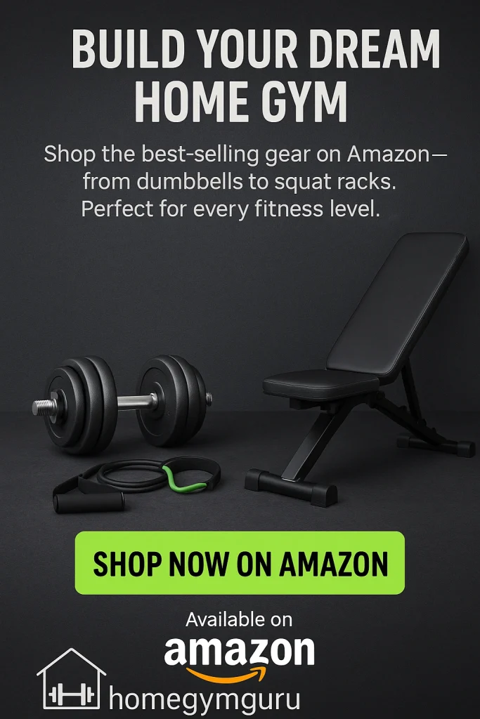 Shop top-rated Amazon home gym equipment including dumbbells, benches, and resistance bands – curated by Home Gym Guru.